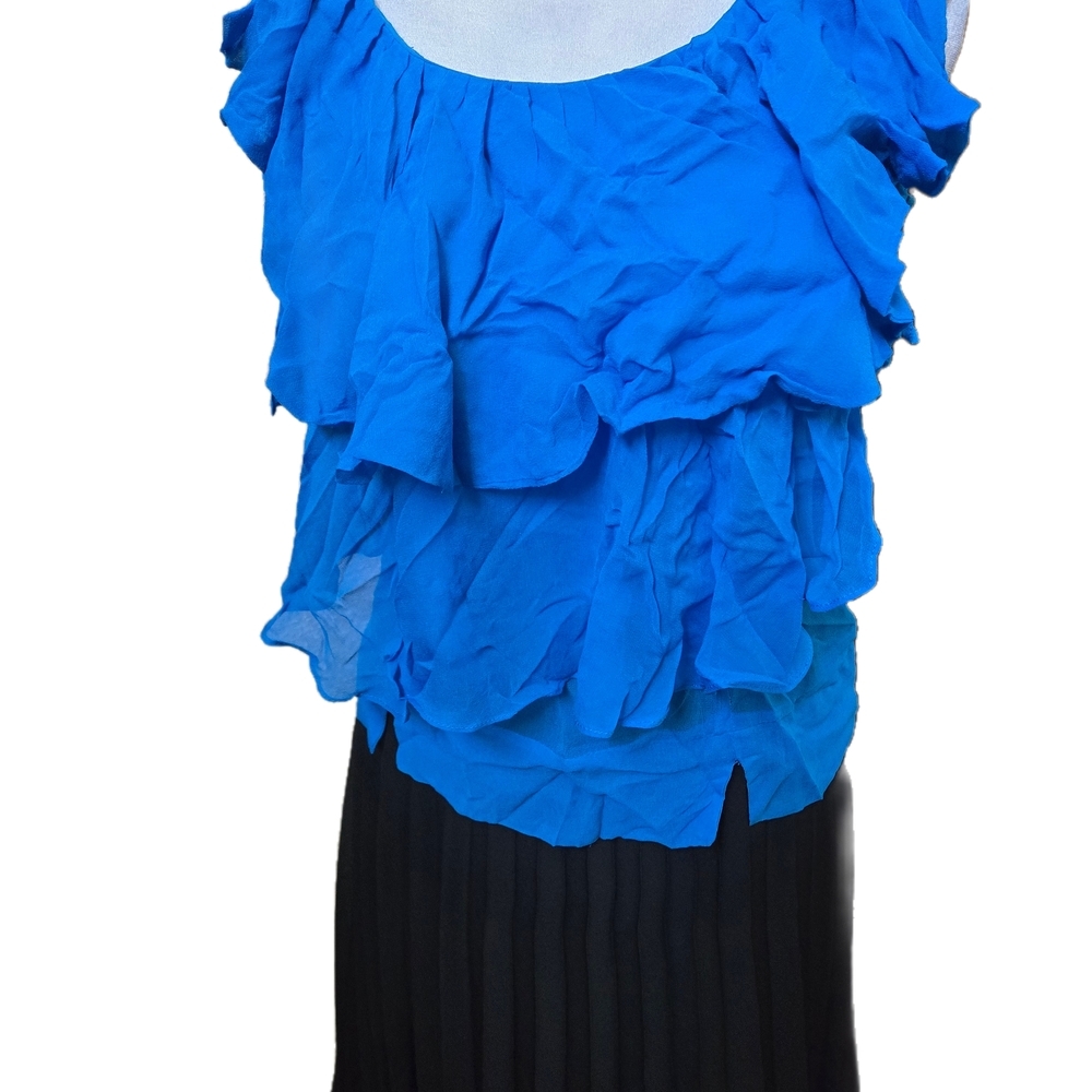 Minuet Petite Blue Ruffle Blouse
